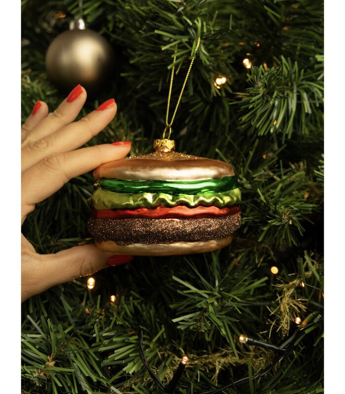 Kerstbal Hamburger 10 cm image number 2