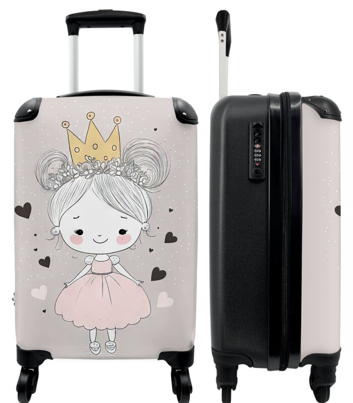 echo Vochtig massa Shop NoBoringSuitcases Handbagage Koffer met 4 wielen en TSA slot (Prinses  - Meisjes - Hartjes - Kroon - Roze) op inno.be voor 99.95 EUR. EAN:  8720943000333