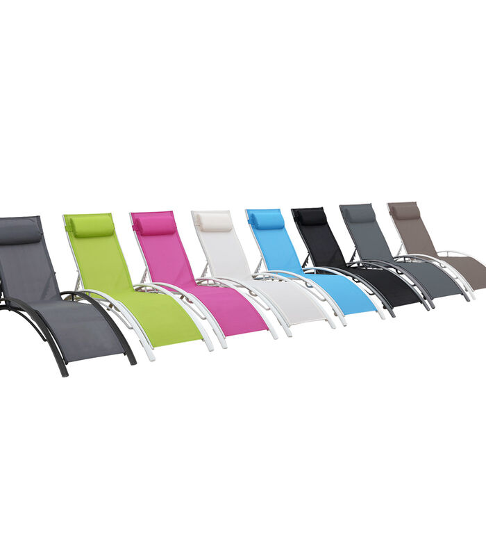 Set van 2 GALAPAGOS ligstoelen in grijs textilene - grijs aluminium image number 4