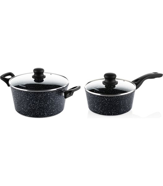Ensemble de casseroles  Black Marble (Poêle à rôtir ø 24 cm + Casserole en acier ø 18 cm) - Induction et toutes autres sources de chaleur
