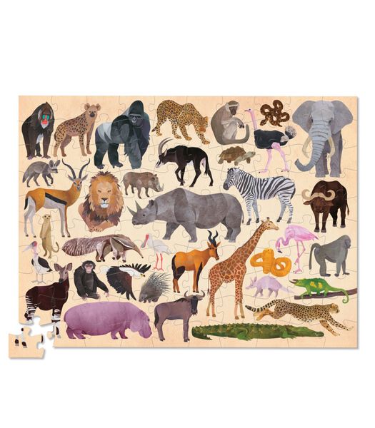 Puzzle 36 animaux - 100 pièces - Animaux de la savane
