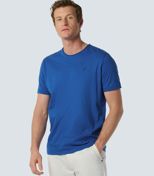 T-shirt à col rond avec revers aux manches et impression discrète du logo Male