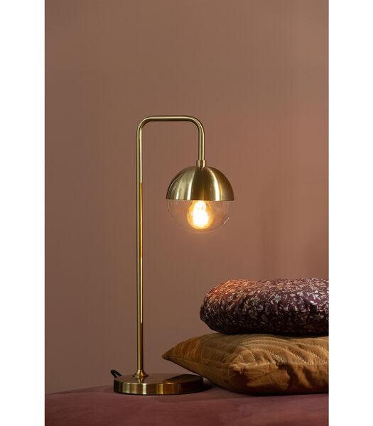 Lampe de table - Fer/verre - Laiton antique - 59x27x20 cm - Globular