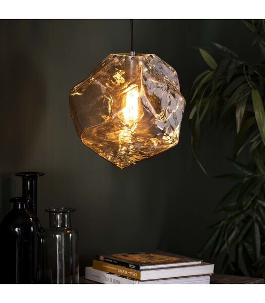 Amber - Hanglamp - mondgeblazen en verchroomd glas - 1 lichtpunt