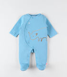 Gewaffeld jersey 1-delige pyjama met neushoornprint, blauw image number 0