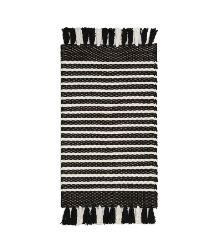 Tapis de bain Stripes & Structure Noir et Blanc image number 0
