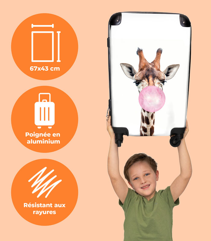 Handbagage Koffer met 4 wielen en TSA slot (Roze - Kinderen - Giraffe - Kauwgom) image number 2
