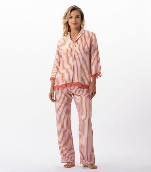 Gestreepte pyjama met knopen van 100% viscose BIRKIN 706