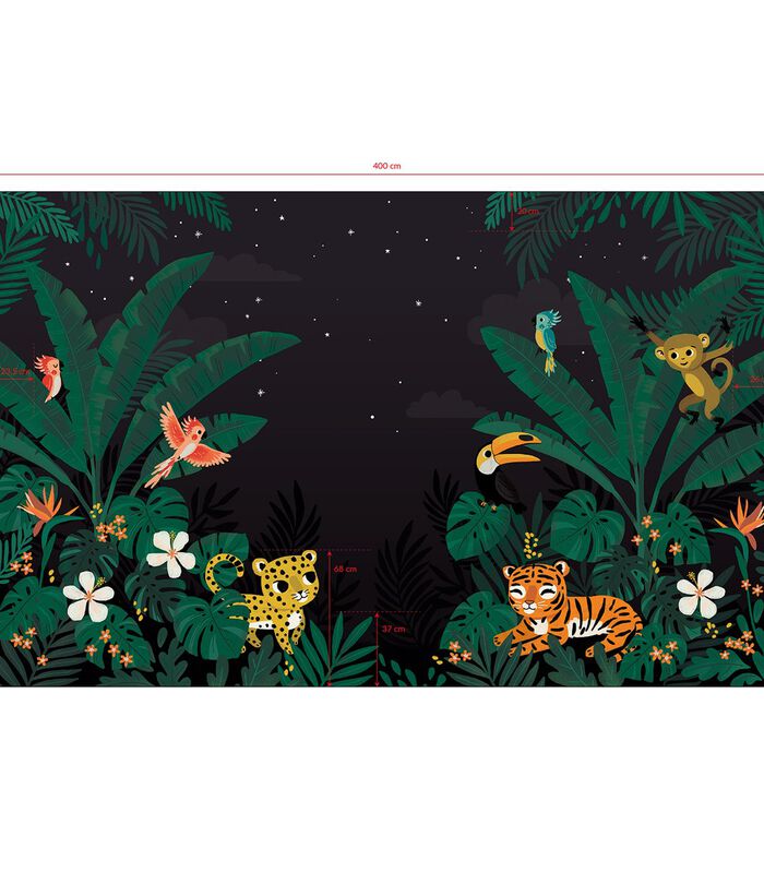 JUNGLE NIGHT - Behang wanddecoratie - Oerwoud dieren image number 3