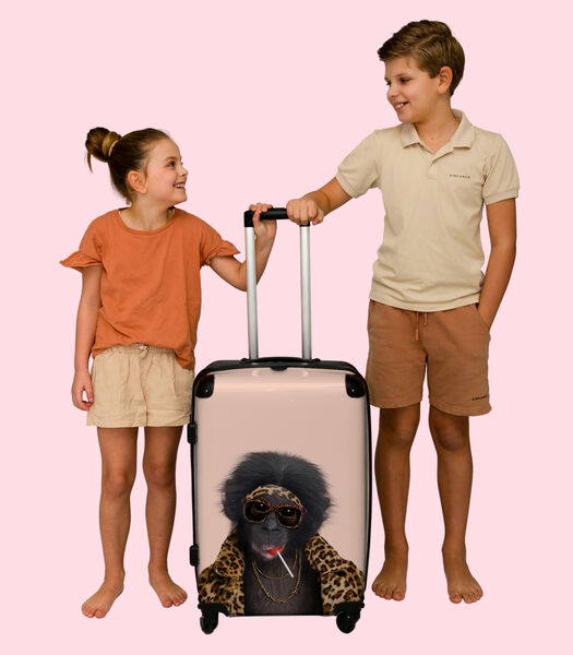 Handbagage Koffer met 4 wielen en TSA slot (Aap - Dieren - Zonnebril - Panterprint - Lolly)