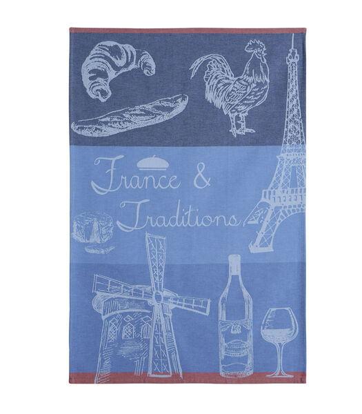 Coucke - France et tradition - Theedoek van katoenen jacquard met print 50 x 75 cm
