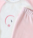 Fluwelen 2-delige pyjama met uil, lichtroos/ecru image number 4