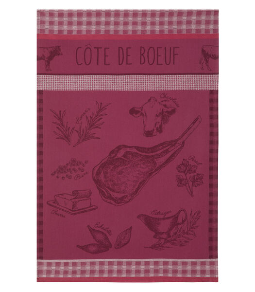 Torchon imprimé en jacquard de coton, Côte de Bœuf
