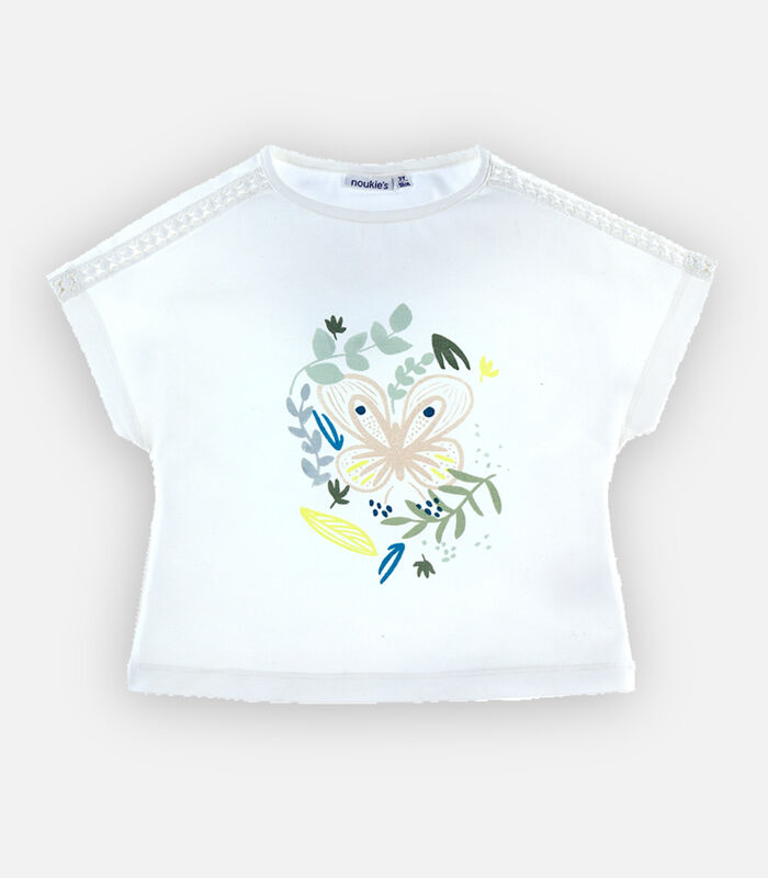 T-shirt met vlinderprint en korte mouwen, ecru image number 2
