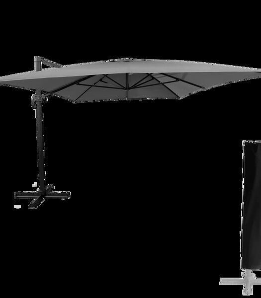 Offset paraplu MOLOKAI rechthoekig 3x4m grijs + hoes
