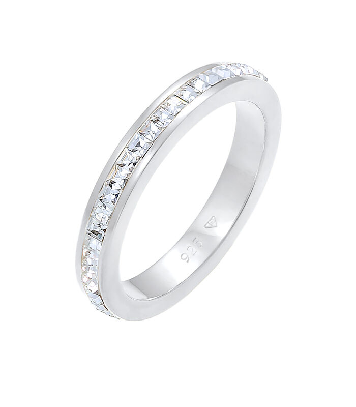 Ring Dames Elegant Basic Met Kristallen In 925 Sterling Zilver image number 4