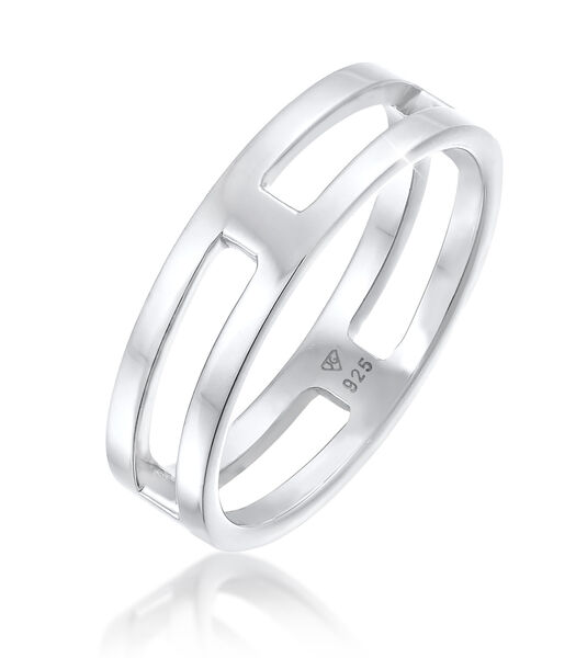 Ring Heren Band Ring Bar Solid Trend Basic In 925 Sterling Zilver Gold Plated
