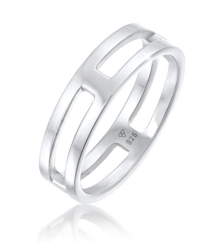 Ring Heren Band Ring Bar Solid Trend Basic In 925 Sterling Zilver Gold Plated image number 0