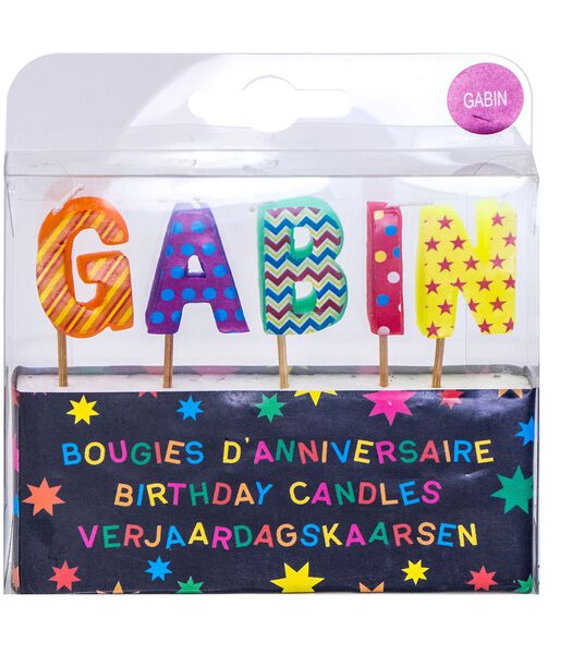 Verjaardagskaarsen voor de naam Gabin