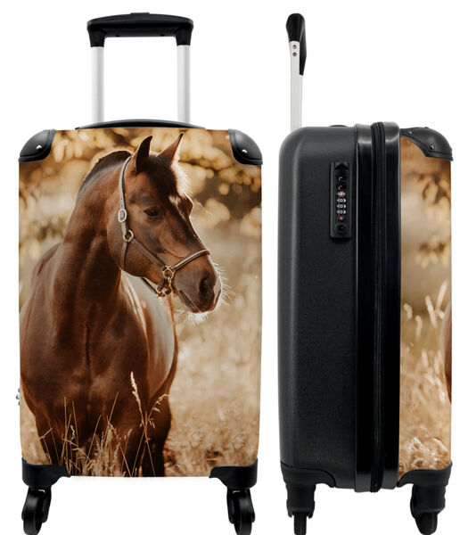 Ruimbagage koffer met 4 wielen en TSA slot (Paard - Natuur - Bruin - Meisje)