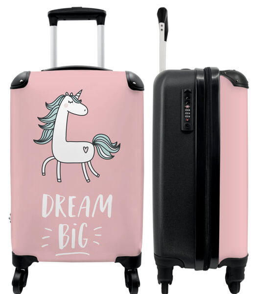Ruimbagage koffer met 4 wielen en TSA slot (Quote - Eenhoorn - Roze - Dream Big - Meisje)