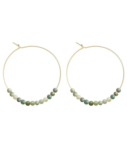 Grandes créoles Jade sur fil d'Or 14K gold-filled