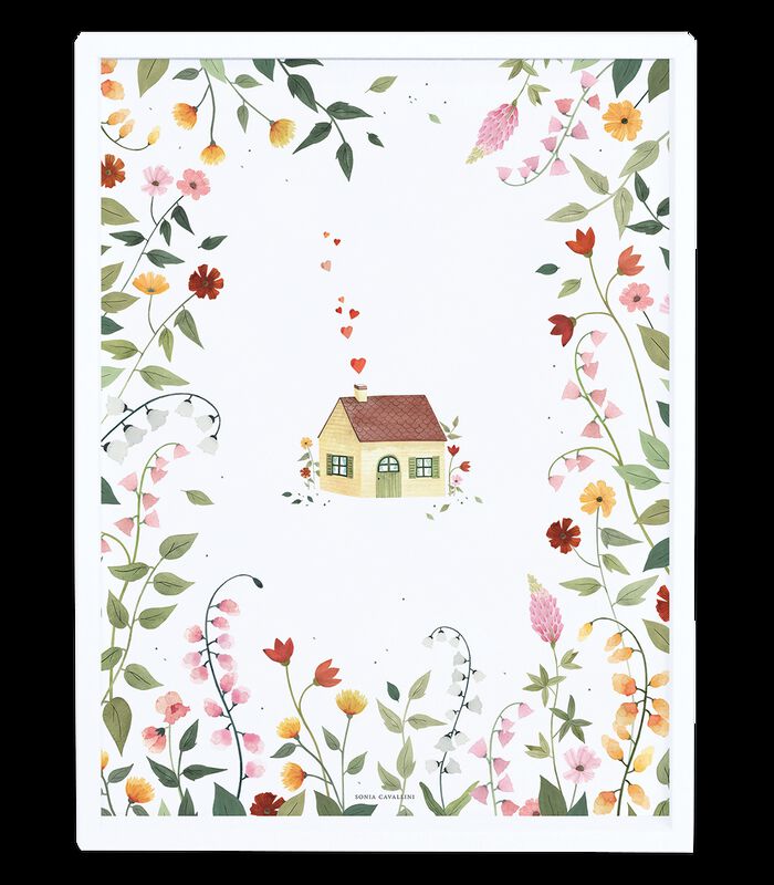 QUEYRAN - Affiche encadrée maison et fleurs (P0309C) image number 0