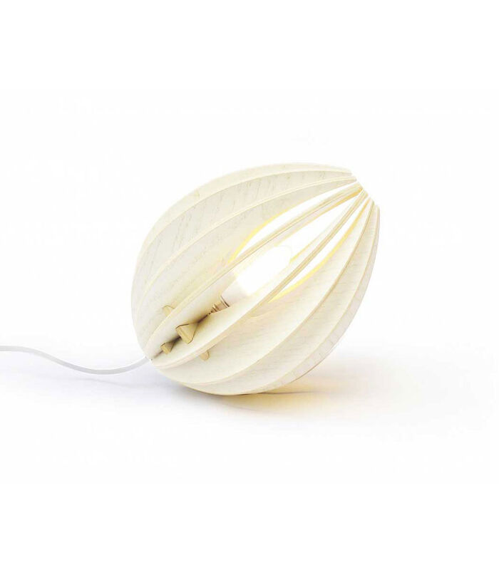 FEVE - Lampe à poser bois frêne teinté blanc cordon blanc image number 0