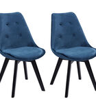 Set van 2 blauwe NORA fluwelen stoelen met kussen image number 0