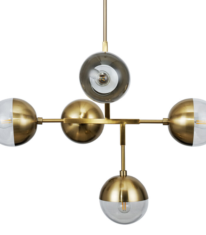 Lampe à suspension - Fer/verre - Laiton antique - 58x75x51 cm - Globular image number 0