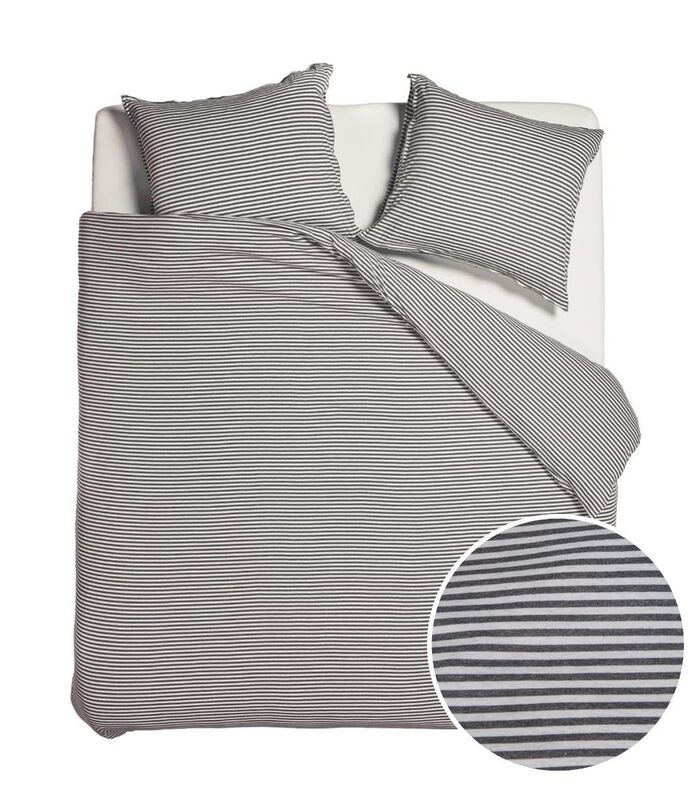 Housse de couette Comfy Stripe Grey Jersey de coton image number 4