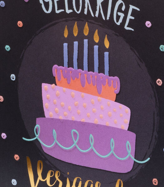 Dubbele kaart - Gelukkige verjaardag (roze taart)