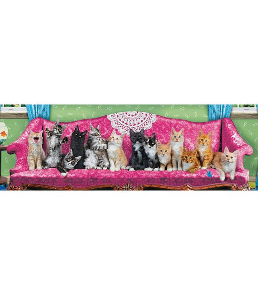 Casse-tête panoramique Kitty Cat Couch - 1000 pièces