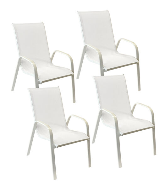 Lot de 4 chaises MARBELLA en textilène blanc - aluminium blanc