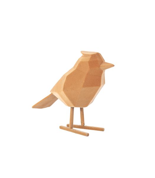 Ornament Bird - Polyresin Fluweel Bruin - Large - 18,5x9x24cm