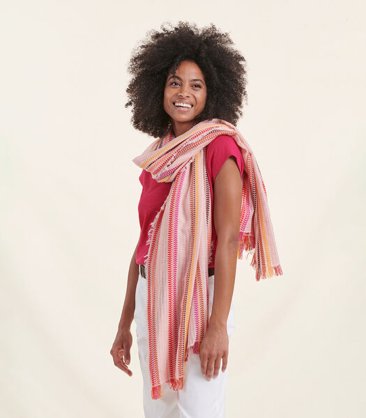 Katoenen veelkleurige gestreepte sjaal
