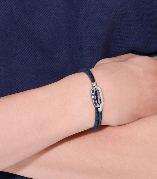 Armband blauw lederen 2040112