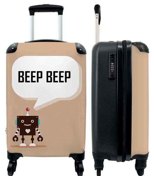 Ruimbagage koffer met 4 wielen en TSA slot (Robot - Illustratie - Antenne - taupe - Kinderen)
