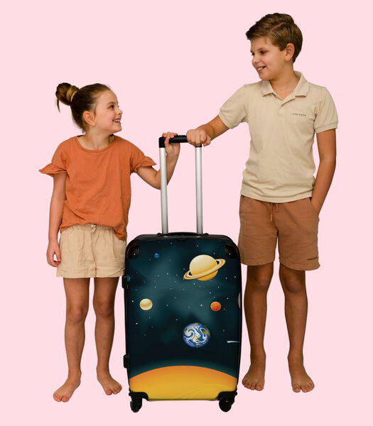 Handbagage Koffer met 4 wielen en TSA slot (Planeten - Ruimte - Aarde - Kinderen)