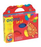 Gioto Be-Bè Box -Case : 3 X 100ml pot de peinture au doigt rouge/jaune/cyan + éponge en forme d'animal et tablier image number 2