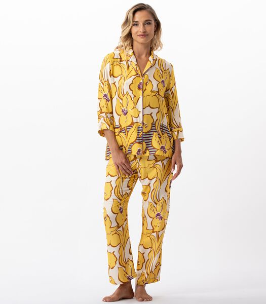 Pyjama met bloemenprint en knoopsluiting van 100% viscose NEROLI 706