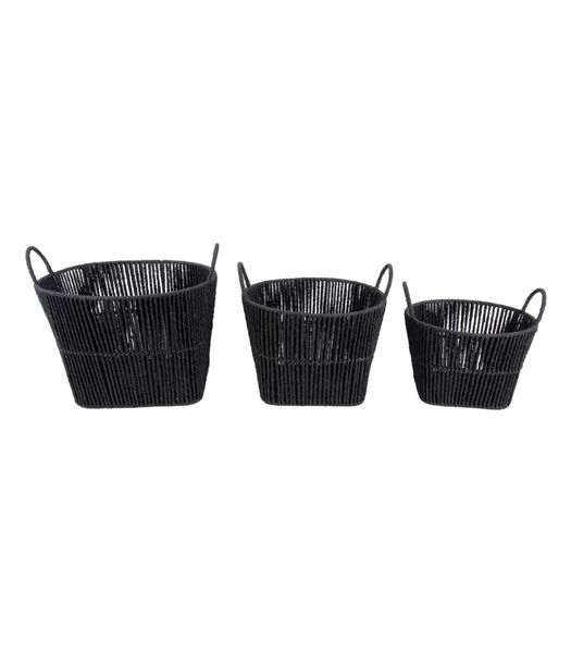 Ornement Basket Set Store, Set of 3 - Noir - 40.3x37.7x31.5cm