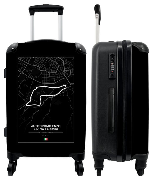Handbagage Koffer met 4 wielen en TSA slot (Racebaan - F1 - Autodromo Enzo e Dino Ferrari - Italië - Zwart wit)
