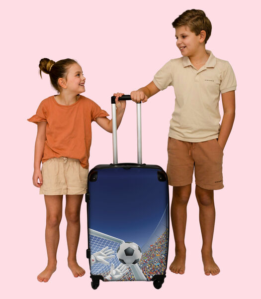 Handbagage Koffer met 4 wielen en TSA slot (Voetbal - Keeper - Stadium - Goal - Kinderen)