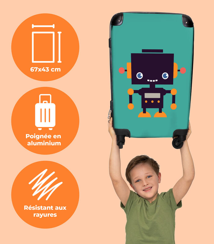 Handbagage Koffer met 4 wielen en TSA slot (Robot - Groen - Antenne - Oranje - Kinderen) image number 2