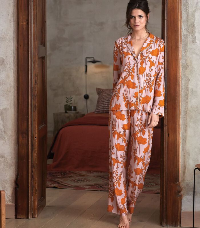 Pyjama en viscose JANE 406 blush/muscade image number 1