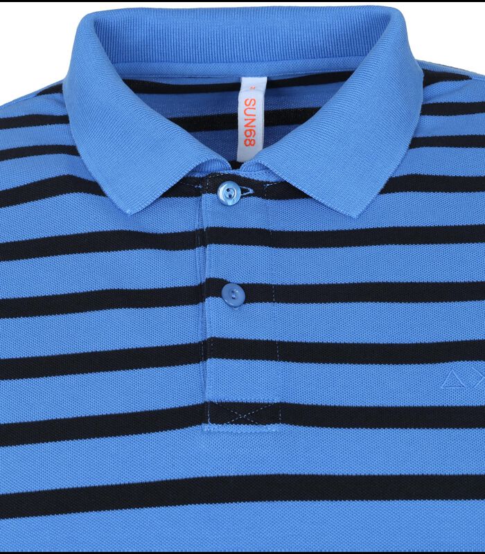 Polo Cold Dye Stripes Blauw image number 1