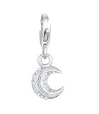 Amulette Charm Femme Demi-Lune Scintillante Avec Cristaux Zirconium En Argent Sterling 925 image number 4