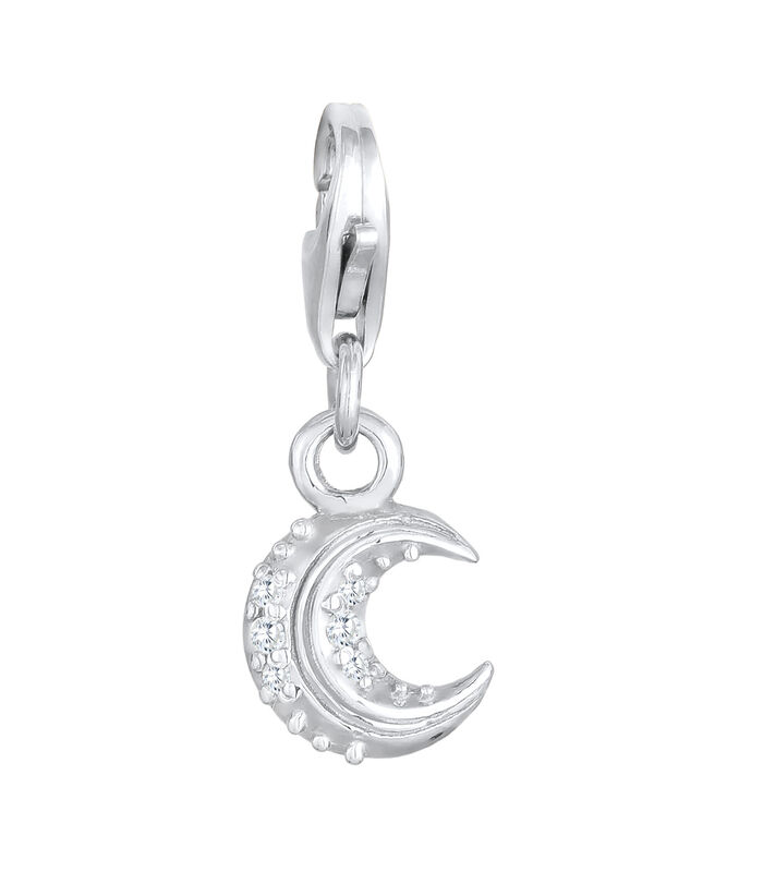Amulette Charm Femme Demi-Lune Scintillante Avec Cristaux Zirconium En Argent Sterling 925 image number 4