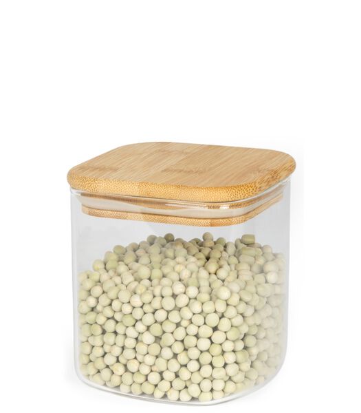 Pot de stockage en verre / bambou Cookinglife - 800 ml